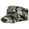 Classic jungle camouflage flat top military cap with silver metal sport emblem - Adjustable / Camouflage