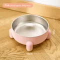 Gamelle antidérapante en acier inoxydable rose avec quatre pieds, diamètre 15cm - 15cmx7cm / Rose