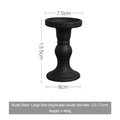 Matte black vintage candle holder 13.5cm height with detailed size specifications - Matte Black Large