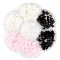 3D nail charms set with black, white, and pink bows plus pearls in a flower box - Trending Style 5