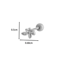 Silver leaf cartilage stud with three white zircons and dimensions 0.5cm by 0.68cm - Leaf Style - Silver (1# Silver)