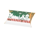 Dark green Christmas pillow gift box with white snowflake and house prints for candy - White House