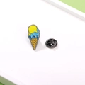 Cute ice cream enamel brooch with yellow and blue scoops and butterfly clutch back - Stacked Ice Cream (CZ0582)