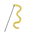 Baguette flexible noire pour chat avec longue queue en peluche jaune et pompons colorés - Jaune
