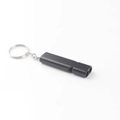 Flat black double tube aluminum survival whistle with metal keyring for outdoor EDC - Black