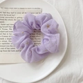 Elegant purple organza scrunchie with gold star pattern and shimmering dot details - Star Purple