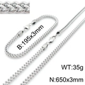 Silver stainless steel dragon bone chain necklace and bracelet jewelry set for men and women - 3mm Width Style (KS136857-K)