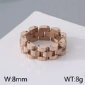 Anillo de eslabones de reloj en acero inoxidable oro rosa, estilo minimalista de 8mm - US 7 / Oro rosa