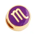 Golden DIY charm bead featuring purple enamel finish and Scorpio zodiac symbol - Zodiac-Scorpio