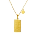 Detailed close-up of gold-plated stainless steel Libra zodiac pendant and fine O-link chain - Libra - Gold (ZJ3811)