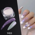 Detail of Y453 aurora nail powder showing iridescent pearl effect and metallic purple finish - Y453-Purple Polarized