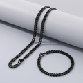 Ensemble collier et bracelet maille cubaine en acier inoxydable noir mat pour homme - 6mm / 20cm / Noir