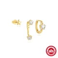 Set di orecchini S925 in argento dorato con cuore e stella con zirconi bianchi - Argento 925 / Oro Stile 4