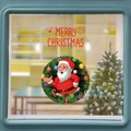 Christmas Santa Claus wreath wall sticker with Merry Christmas text on glass window - Santa Wreath Style