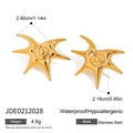 Orecchini in acciaio al titanio dorato, impermeabili e anallergici di alta qualità - Orecchini a Bottone a Spirale Starburst Oro (JDE0212028) / 2.90x2.16cm