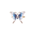 Detail of a golden metal butterfly napkin ring with blue enamel and sparkling rhinestones - Blue White Rhinestone Butterfly