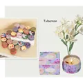 Candela profumata alla tuberosa con fiori secchi e confezione regalo viola coordinata - Tuberosa Confezione Regalo