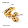 Polished 18k gold-plated stainless steel double C-shaped stud earrings for women - Gold