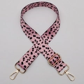 Adjustable wide replacement bag strap with pink leopard pattern and gold metal hooks - No. 611 Gold Hook