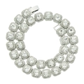 Detail shot of men's iced out cuban chain with square crystals and pave setting - 16 Inch (40cm) / Silver