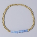 Chic gold-beaded bracelet featuring 11 light blue faceted translucent beads for women - Light Blue