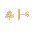 Gold plated 925 silver Christmas tree stud earrings with sparkling moissanite stones - E15303 Christmas Tree Style (Gold)