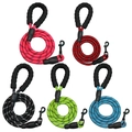 Adjustable nylon dog leash set with reflective stitching and padded foam handle in five colors - Comfort Handle Leash