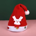 Plush Santa hat with reindeer applique and glitter snowflake details for Christmas - 3-Applique Cartoon Reindeer Hat No Light