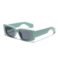 Y2K vintage square mint green sunglasses with dark grey lenses and golden rivets - Green Frame Grey Lens