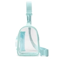 Transparent PVC waterproof crossbody chest bag with mint green trim and adjustable strap - Ice Blue