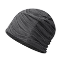 Detailed view of dark grey slouchy beanie featuring natural horizontal ribbed textures - Dark Gray