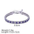 Detail of silver dual-strand chain bracelet with blue and white zircon stones and clasp - Silver Blue and White Zirconia Style (NB-B1130-9)