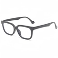 Klassische schwarze quadratische Sonnenbrille mit dickem Rahmen und klaren Gläsern im Profil - Schwarzer Rahmen