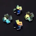 AB rainbow crystal glass cross pendants for DIY jewelry making and colorful necklaces - 14MM Cross
