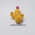 Cute yellow plush cactus variant with pink ball and smiley face, size H8cm*W6cm - Yellow Cactus (With Pin)