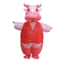 Pink inflatable bull costume for Halloween parties, funny cartoon animal outfit - Pink Cow / One Size