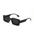 Classic black thick square frame sunglasses with dark lenses for men and women - Bright Black / Gray