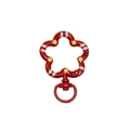 Red flower-shaped spring ring alloy keychain connector with yellow and white dot patterns - Hand Painting / Hand-painted Red