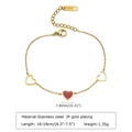 Golden stainless steel heart chain bracelet with red enamel and hollow heart charms - Gold-Red Heart(BR-1312G)
