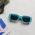 Retro square kids sunglasses with wide arms in vibrant cyan blue and UV400 lenses - Blue