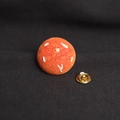 Cute cartoon sun lapel pin in orange with texture and gold butterfly clutch back - Sun Design