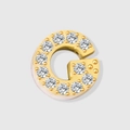 Sparkling gold-plated letter G charm with pavé cubic zirconia for DIY jewelry making - Letter G-Gold