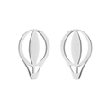 Pair of silver minimalist hot air balloon stud earrings made of stainless steel - Hot Air Balloon / Steel