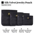 Velvet jewelry pouch with snap button for rings and bracelets in four different sizes - Black (Velvet) / 8*8cm