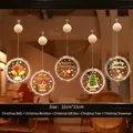 Lot de 5 lampes de fenêtre LED de Noël à ventouse avec motifs festifs - Ensemble Cloche + Renne + Boîte Cadeau + Sapin + Bonhomme de Neige