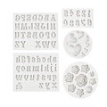 Alphabet and numbers silicone molds set for heart and rose flower cake decorations - 5-Piece Set (Grey)