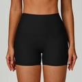 Pantaloncini da yoga neri a vita alta a costine con controllo addominale e tessuto a maglia - S / Nero Premium