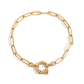 Pulsera minimalista de cadena de clips chapada en oro de 18 quilates con cierre de palanca OT - Cadena de Clip Cierre de Resorte / Dorado