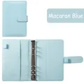 A6 Macaron Blue leather binder with 6-ring mechanism and multi-functional card slots - Macaron Blue Shell