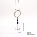 Detail of silver stainless steel anchor pendant with blue knot detail, 33mm by 21mm - 542-03 Anchor Blue Braided Rope